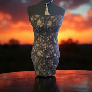 Nikibiki Strapless Dress in Black and Beige